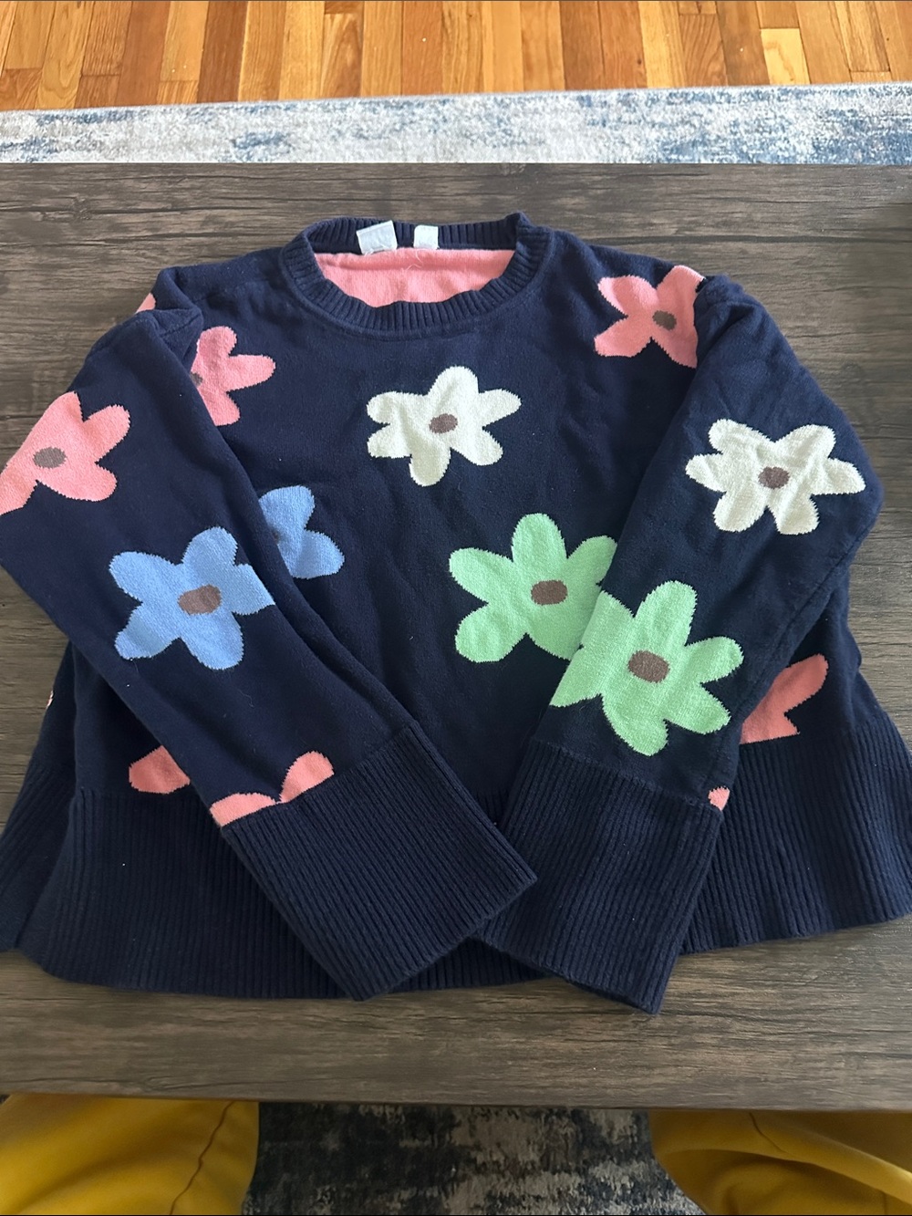 GAP Navy Sweater with Colorful Flower Appliqués